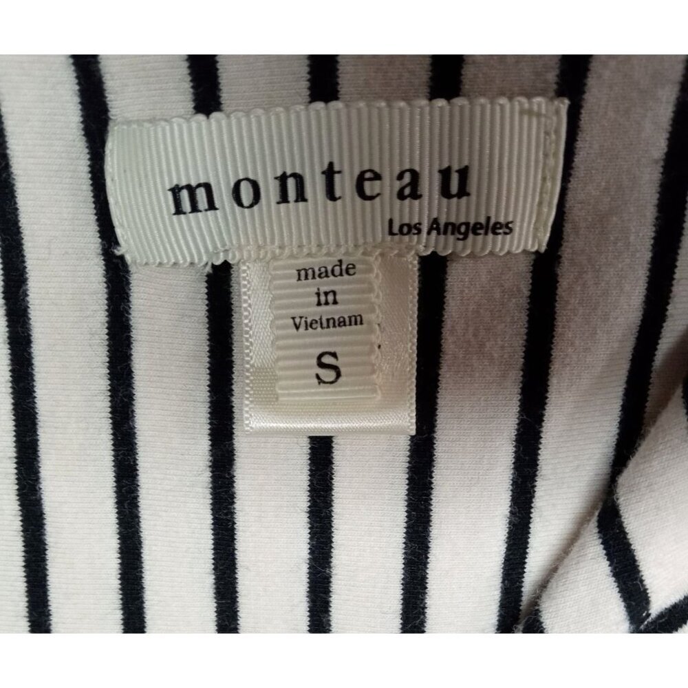Monteau Los Angeles Womens White/Black Stripe Tied Waist Dress Size Small - Picture 12 of 14